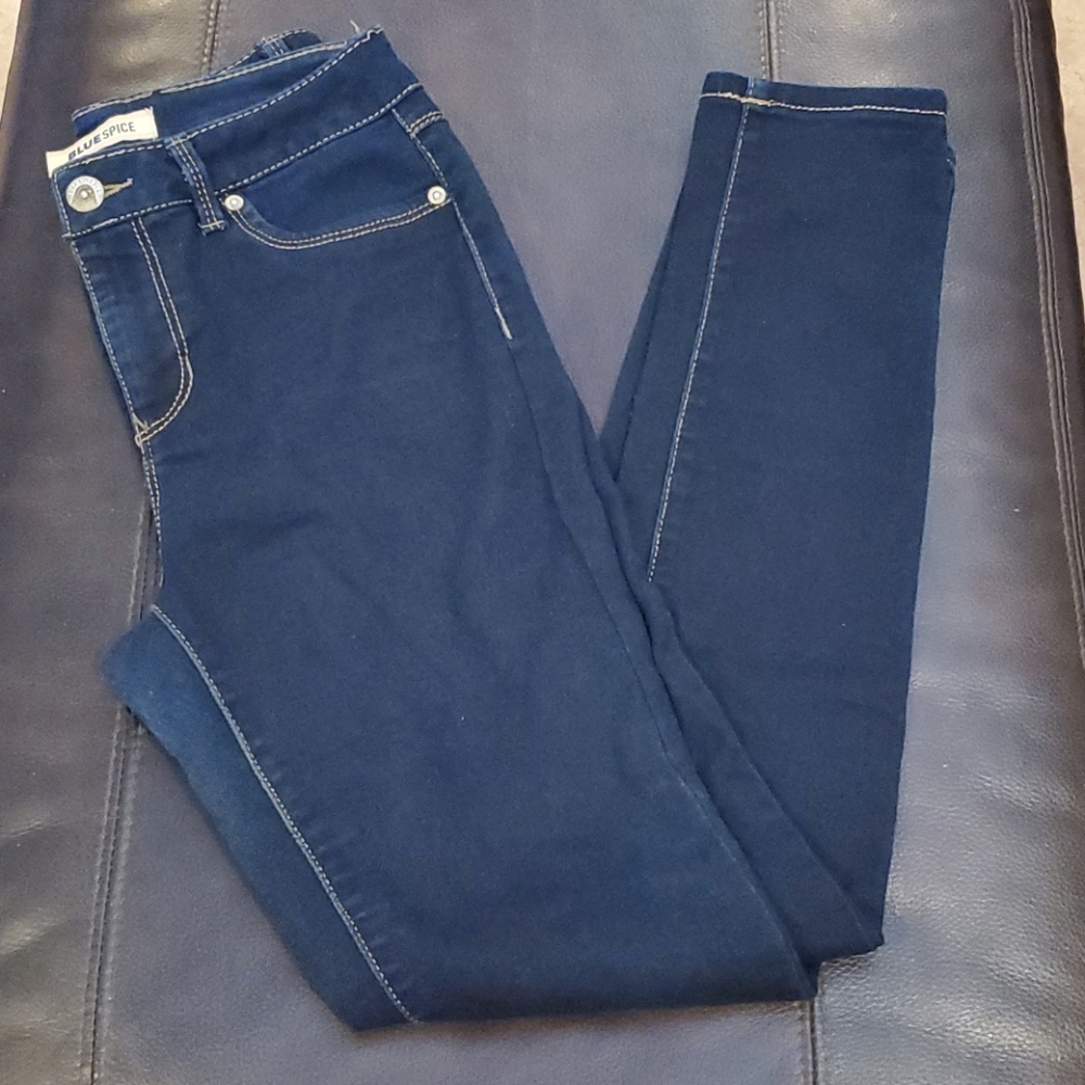 Super high waist dark blue jeans
